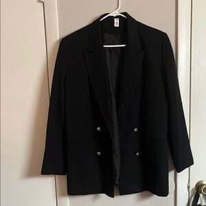 Black and Gold Textured Blazer with Relaxed Fit